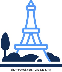 Eiffel Tower Icon Glyph Color Vector Illustration