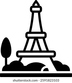 Eiffel Tower Icon Glyph Vector Illustration