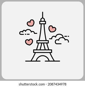 eiffel tower icon image in vector illustration, famous in france