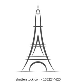 Eiffel tower icon isolated on white background. French Paris towers black silhouettes vector illustration, eps 10