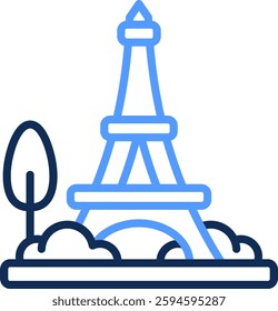 Eiffel Tower Icon Line Color Vector Illustration