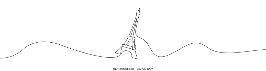 Eiffel tower icon line continuous drawing vector. One line Eiffel tower icon vector background. France Eiffel tower icon. Continuous outline of a Eiffel tower icon.