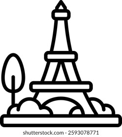 Eiffel Tower Icon Line Vector Illustration