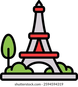 Eiffel Tower Icon Lineal Color Vector Illustration