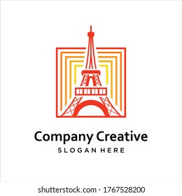 
Eiffel Tower icon logo vector. Trendy tower and circle isolated on white background. Appropriate for creative industry, traveling business, tourism, holiday icon
