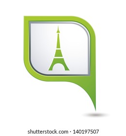 Eiffel tower icon. Map pointer.