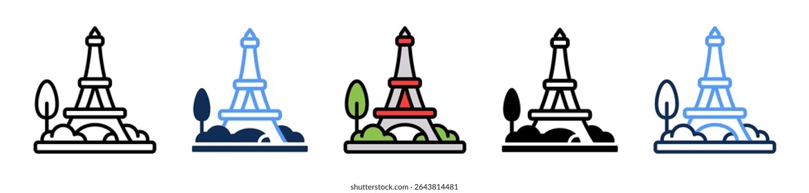 Eiffel Tower Icon Multiple Vector Illustration