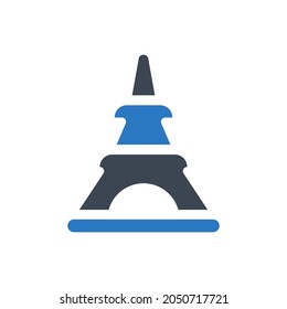 Eiffel tower icon on white background