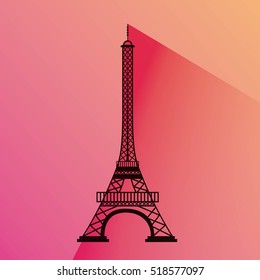 eiffel tower icon over pink background. colorful design. vector illustration