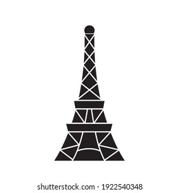 eiffel tower icon over white background, silhouette style, vector illustration