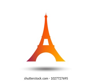Eiffel tower icon. Paris symbol. Blurred gradient design element. Vivid graphic flat icon. Vector