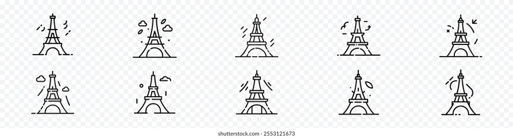 Eiffel tower icon set, Eiffel Tower illustration, Eiffels tower icon vector, Eiffel towers in Paris. Eiffels tower icon, Travel and holiday symbols, Eiffel Towers