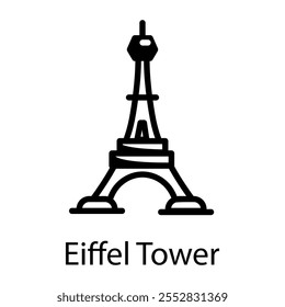 Icono de la torre Eiffel en estilo incompleto 