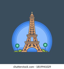 Ilustración vectorial de la torre Eiffel. Con la paleta de colores 