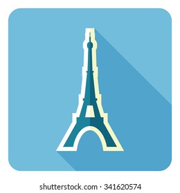 Eiffel tower icon. Vector illustration. Flat design.