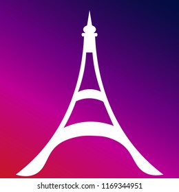 Eiffel tower icon vector illustrator creative design purple and pink gradient background