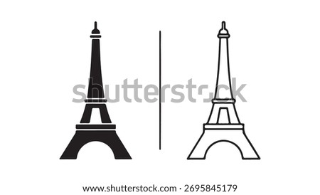 Eiffel tower icons with transparent background