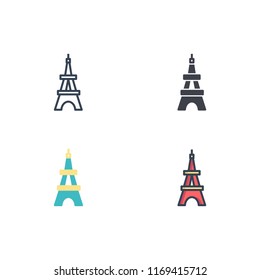 eiffel tower icons vector. icons with four different styles