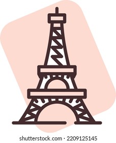 Eiffel Tower, illustration, vector on white background.