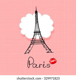 Eiffel Tower. The inscription Paris. Vector.