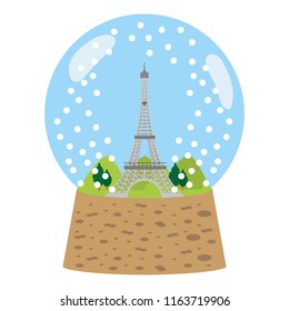 eiffel tower inside snow ball glass