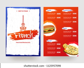  Torre Eiffel aislada sobre fondo blanco gris para el concepto de carta de comida rápida francesa.