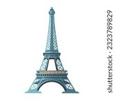 Eiffel Tower isolated on white background. Flat vector Illustration. Paris, Eiffel tower vector illustration isolated.