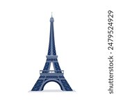 Eiffel Tower isolated on white background. Flat vector Illustration.
