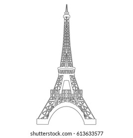 Eiffel tower isolated on white