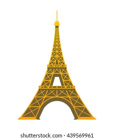 Eiffel Tower isolated over the white background. Destination of Paris, France. Flat style vector illustration