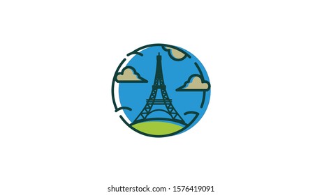 Eiffel tower isolated vector illustration.