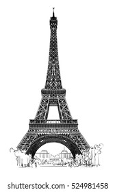 Eiffel tower isolated, very detailed - vector illustration