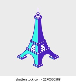 Ilustración del icono del vector isométrico de la torre Eiffel