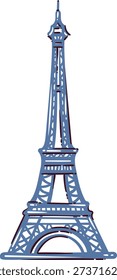 Eiffel Tower landmark with recognizable iron structure, Paris city architecture symbol, travel and tourism icon. Cartoon vector illustration of Eiffel Tower