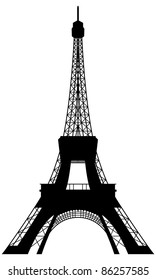 Eiffel Tower Landmark Silhouette. Paris, Europe, France.  Elegant Very Smooth and High Detail Vector illustration.