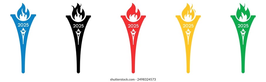 Eiffel tower landmarks france olympic 2025 vector icon set.