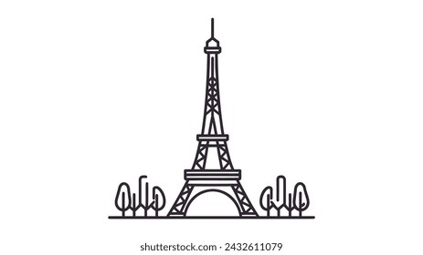 Eiffel Tower Landmarks Vector Icon Illustration on white background