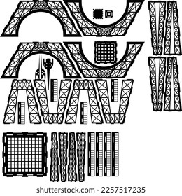 Eiffel Tower for laser cutting, 640x1685mm wood 5mm