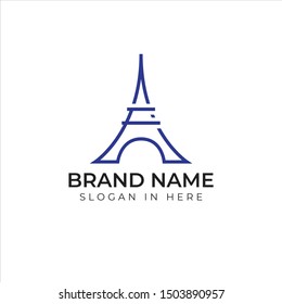 eiffel tower with line art shaped with intial F letters inside logo icon illustration