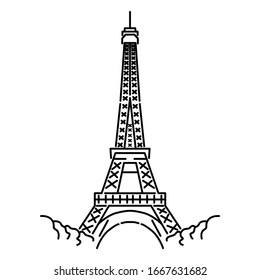 Eiffel Tower Line Art Vector. Isolated on White background