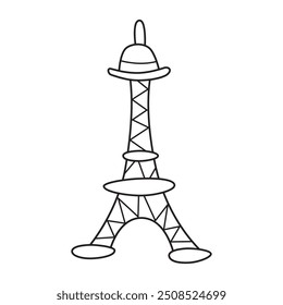 Eiffel torre linha cartoon doodle ilustração vetor