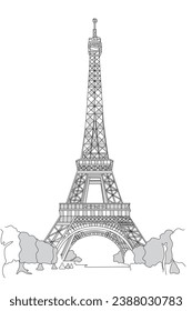 Eiffel Tower in line drawing style