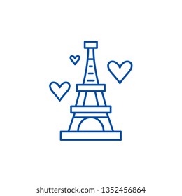 Eiffel tower line icon concept. Eiffel tower flat  vector symbol, sign, outline illustration.