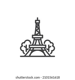 Eiffel Tower line icon. linear style sign for mobile concept and web design. outline vector icon. Paris, France symbol, logo illustration. Vector graphics