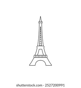 Eiffel Tower line icon. Outline of Paris landmarks. Paris city center tower. The capital of France is Paris Tower. A simple black icon of the Eiffel Tower.