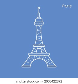 Icono de la línea de la torre Eiffel, ilustración vectorial del símbolo de París.