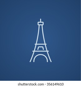 Eiffel Tower line icon for web, mobile and infographics. Vector light blue icon isolated on blue background.