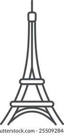 Símbolo da linha da torre Eiffel. Símbolo de passeio romântico