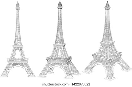 Eiffel tower line vector illustration.