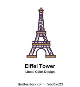 Eiffel Tower Lineal Color Vector Illustration